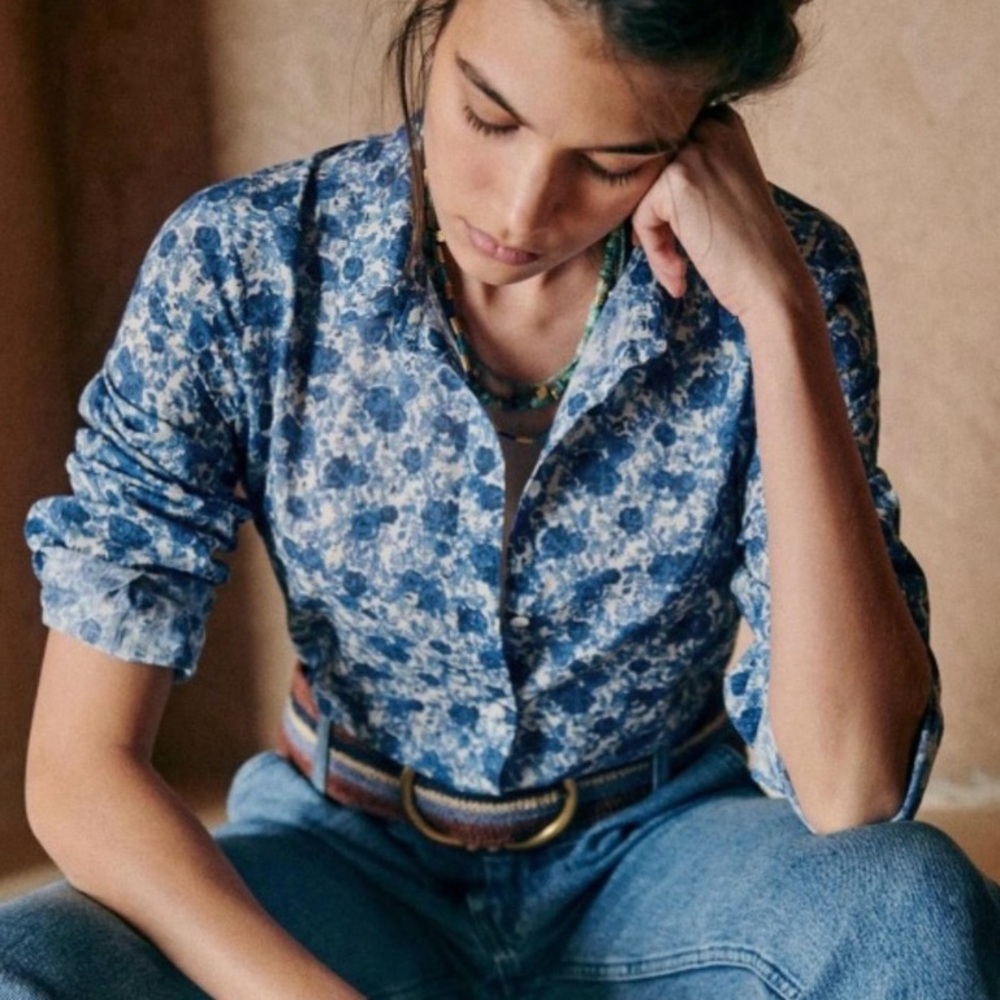 Sézane Pierro Shirt in Blue Botanicals